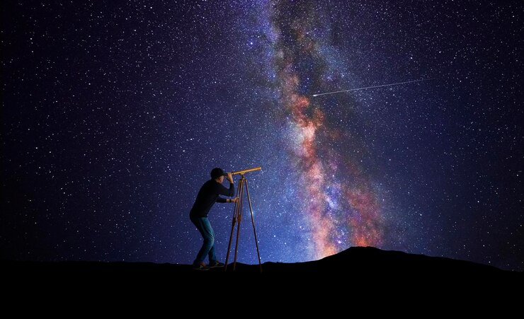 Photo looking at the universe with a telescope