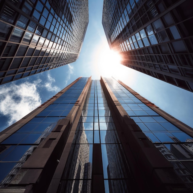 Looking up at the modern business building