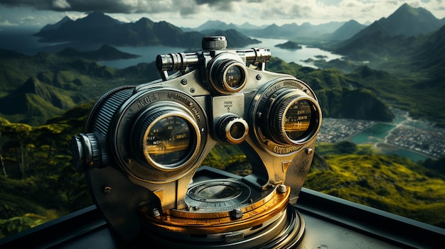 Looking at view through binocular