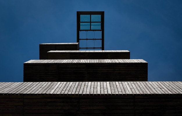 Lookout platform on a watchtower against blue sky
