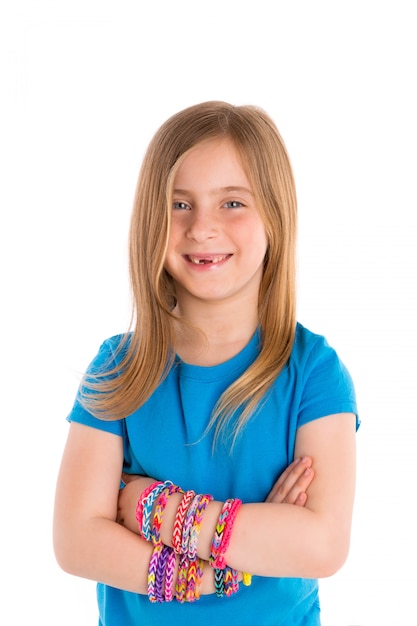 Loom rubber bands bracelets blond kid girl