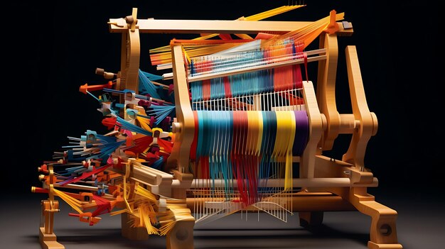 a loom with many multicolored strips generative ai