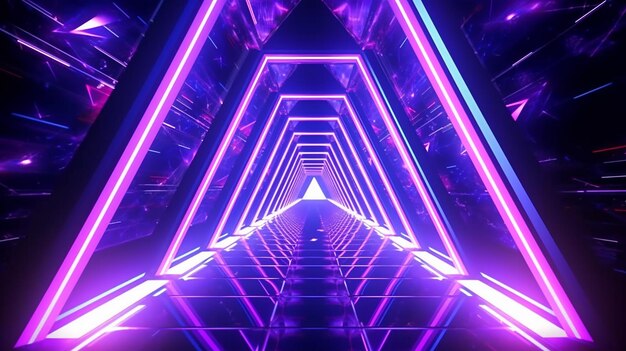 Looped 3d animation abstract ultraviolet neon background generative ai