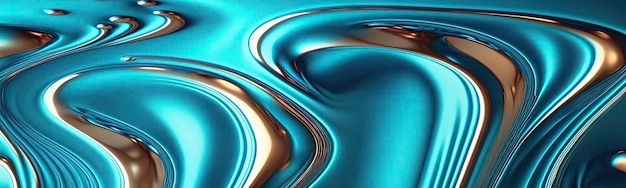 Looped festive liquid BG in 4k Abstract wavy pattern on bright glossy surface liquid gradient blue color Generative AI