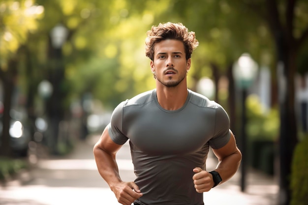 Loopende mannelijke atleten en lichaamsbeweging