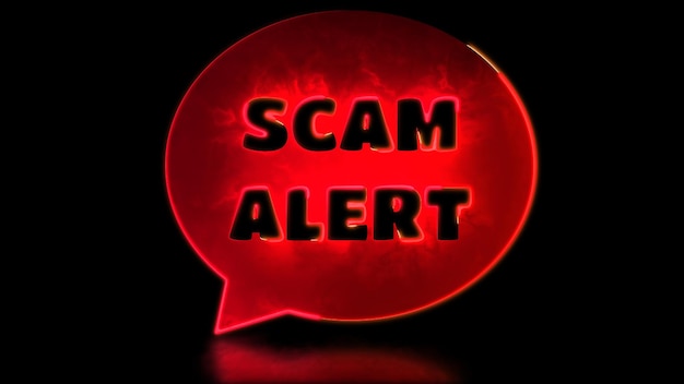 Photo looping neon glow effect beware spam scammer icon black background