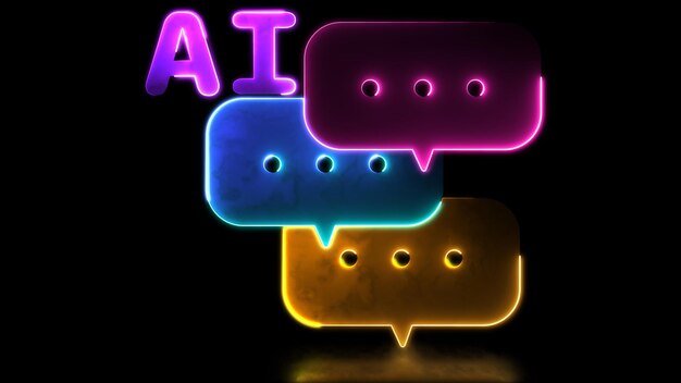 Photo looping neon glow effect chat with ai black background