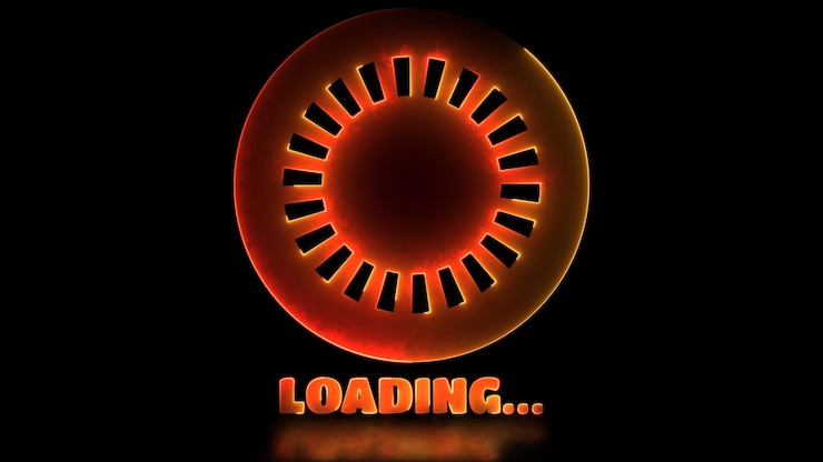 Photo looping neon light effect loading icon black background