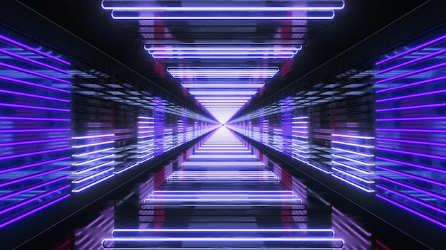 Foto looping tunnel met neon-equalizer