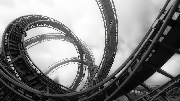 Photo the loops of a scaring roller coaster