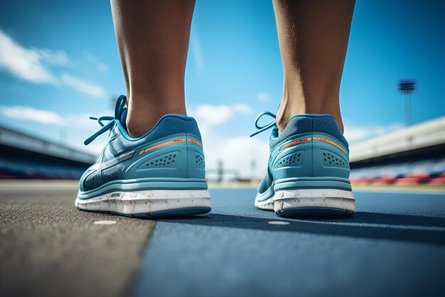 Loopschoenen van sportatleet op een circuit