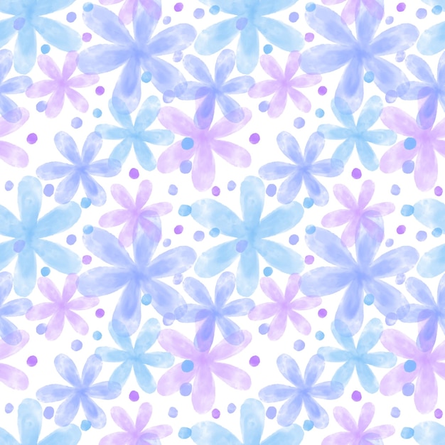 Loose romantic soft pastel pink and purple floral seamless pattern