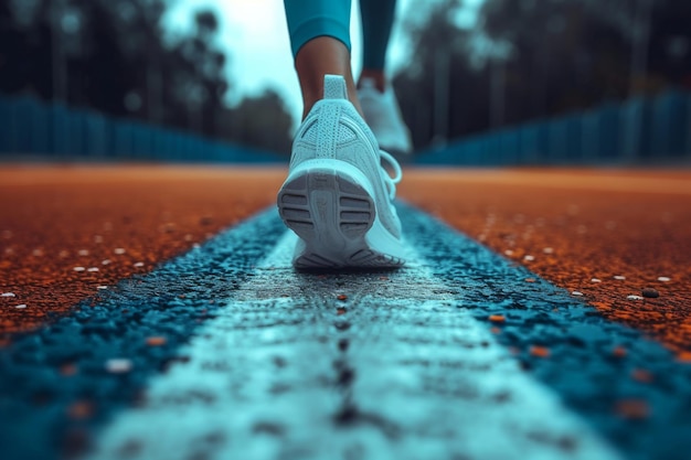 Loppers in sneakers rennen langs de weg.