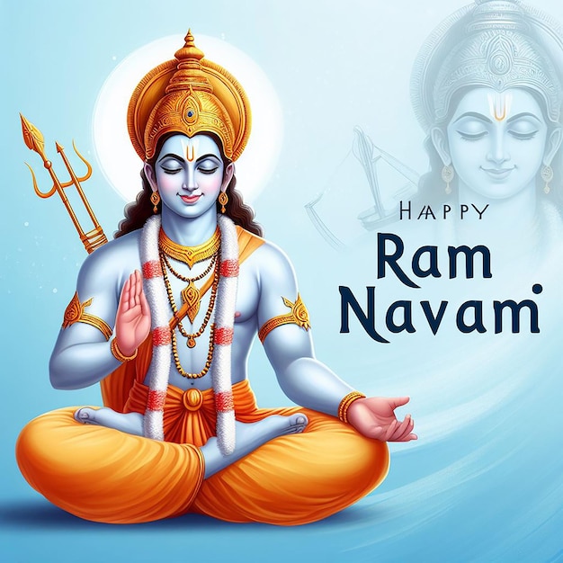 Lora ram Hindu god Ram Navami special 3d wallpaper banner or poster style ai generated