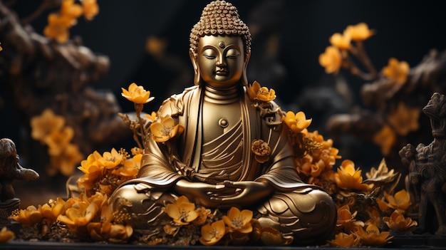 Premium AI Image | Lord Buddha statue on Dark background