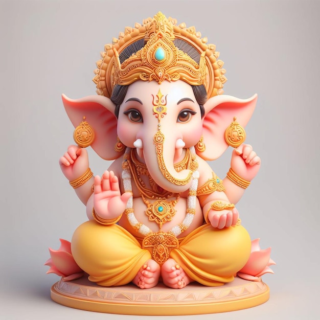 Photo lord ganesh 3d image with cute smile ai generated