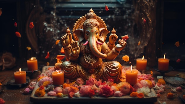 인도 종교 축제인 Ganesh Chaturthi를 위한 Lord Ganesh 포스터