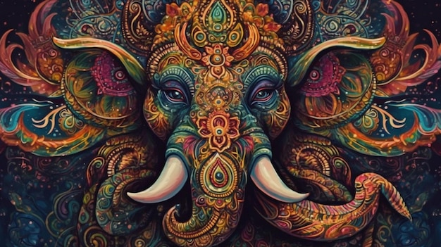 GENERATE AI 예술에 묘사된 Lord Ganesha