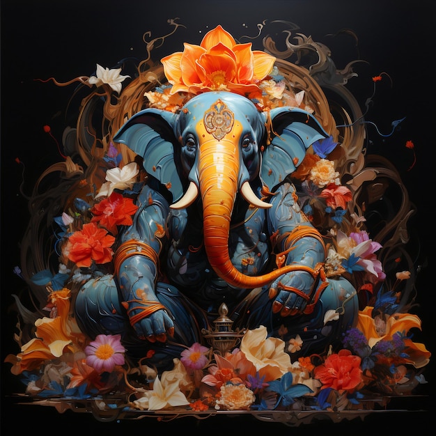 Lord Ganesha Background for Ganesh Chaturthi Poster Calendar Wallpaper and Wall Painting