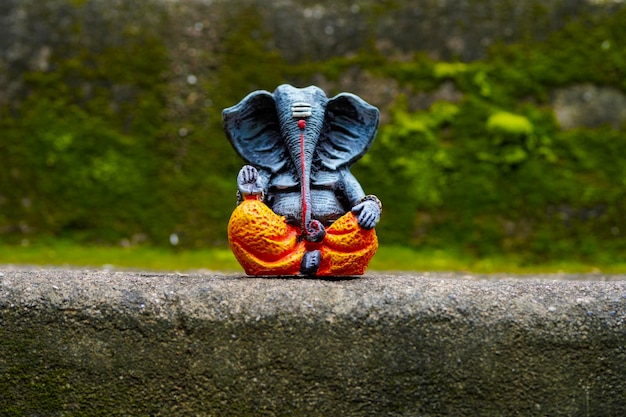 Lord ganesha-beeldhouwwerk of standbeeld op aardachtergrond