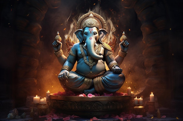 主ガネーシャ デーヴァ ブラフマン ガナパティヤ サグナ ブラフマン ヒンドゥー教のパンチャヤタナ プジャ 知恵と繁栄の象の頭の神 ヒンズー教のパンテオンの神々