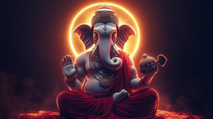 Lord Ganesha Diwali Greeting Divine Blessing Hinduism God Of New Beginnings Prosperity Wealth Fortune Success India Festival Religious Spirituality Spiritual Background Deity Elephant God