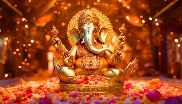 Lord Ganesha gouden sculptuur