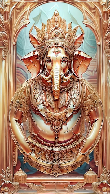 Foto l'immagine digitale ispirata da lord ganesha adornata con delicati dettagli in foglia d'oro