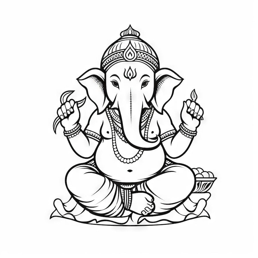 Premium Photo Lord Ganesha Kids DrawingSimpleline Art Coloring Page premium-photo-lord-ganesha-kids-drawingsimpleline-art-coloring-page