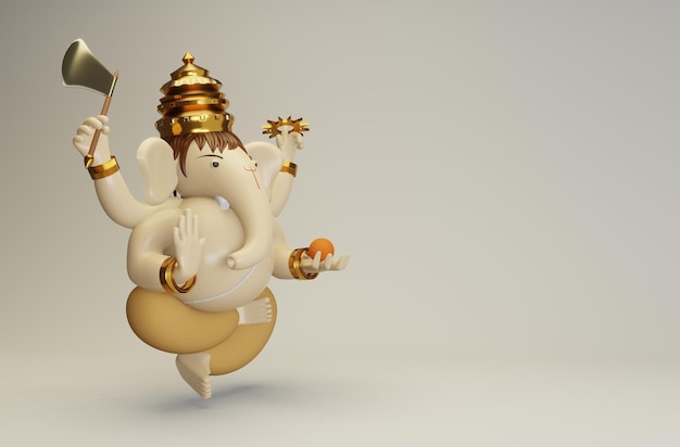 Lord Ganesha side view 3d render illustration. High-quality photo