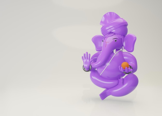 Lord Ganesha side view 3d render illustration. High-quality photo