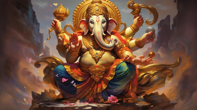 Photo lord ganesha with ganogangangani