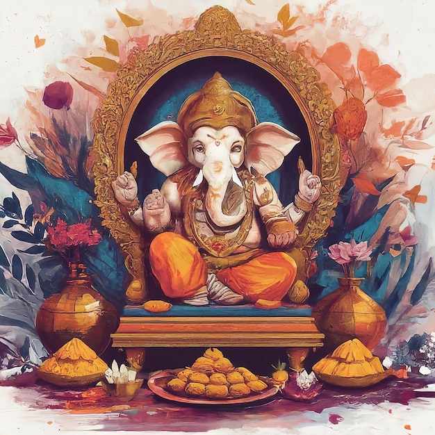 lord ganesha with indian god ganesha