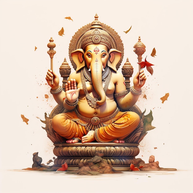 Lord Ganpati on Ganesh Chaturthi background Generative Ai