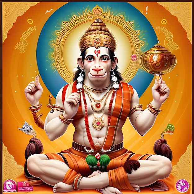 Photo lord hanuman for hanuman jayanti illustration design