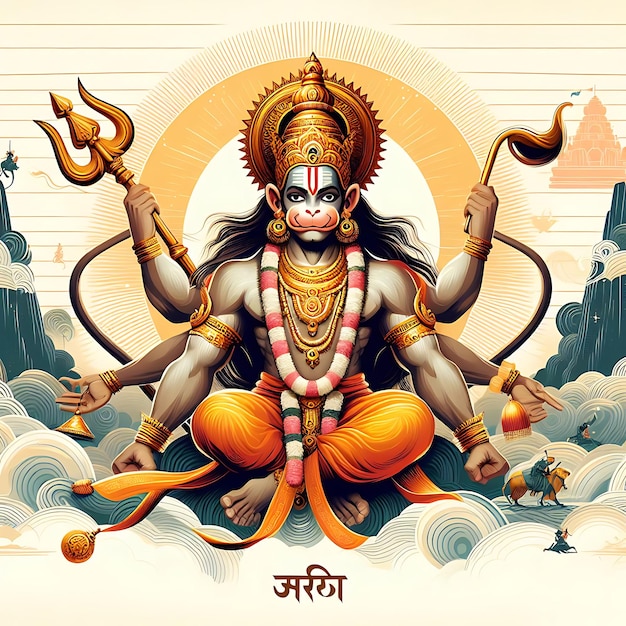 Lord Hanuman for hanuman Jayanti illustration design