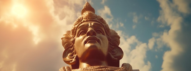 Lord Hanuman ji face closeup in the sky generative AI