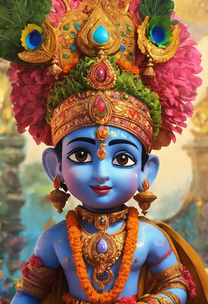 Lord krishna in blue color illustration