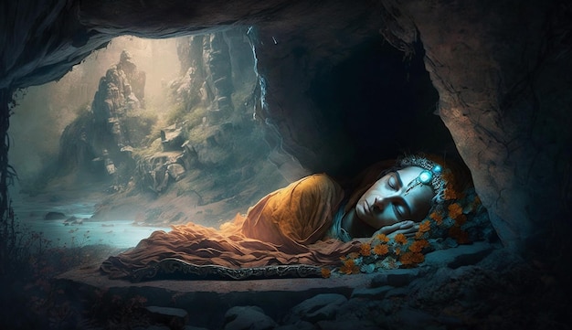 Premium Photo | Lord krishna cave sleep night vishnu wallpaper image AI  generated art