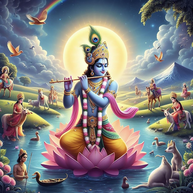 Lord Krishna image background AI generated