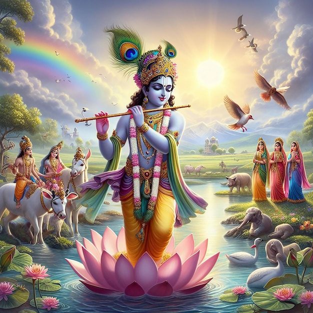 Lord Krishna image background AI generated