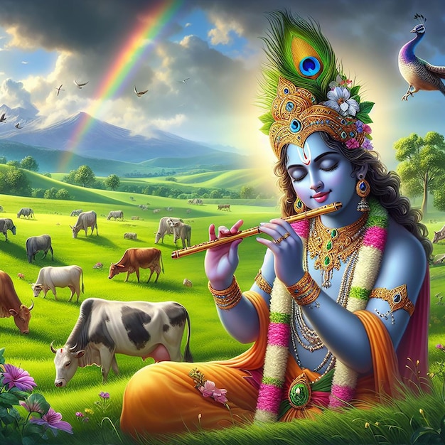 Foto sfondio dell'immagine di lord krishna