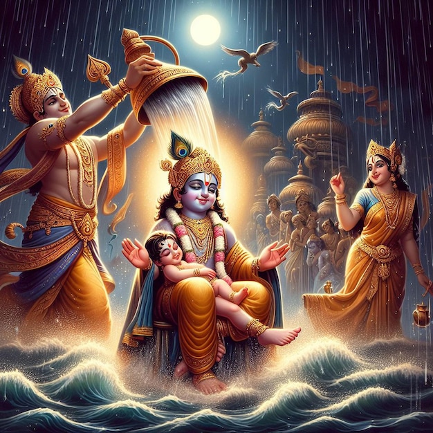Lord Krishna Janmashtami beeld achtergrond
