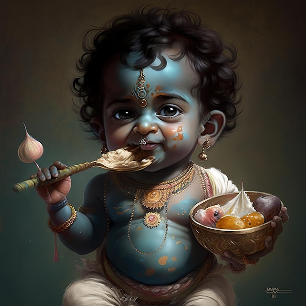 Photo lord krishna and playing flute on the occasion of janmashtami festival of india ai generated