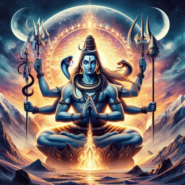 Lord Mahadev blauwe oog festival beeld