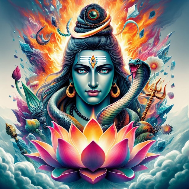 Lord mahadev God Shiv poster design for wallpaper Generative Ai