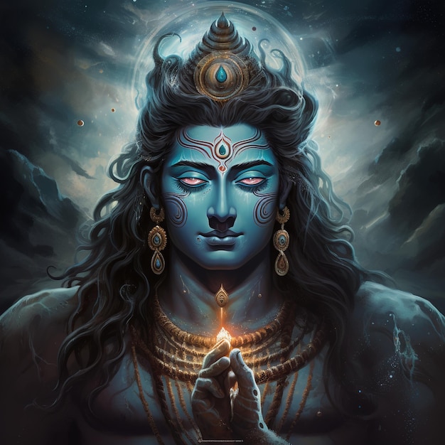 바탕 화면 Generative Ai를 위한 Lord mahadev God Shiv 포스터 디자인