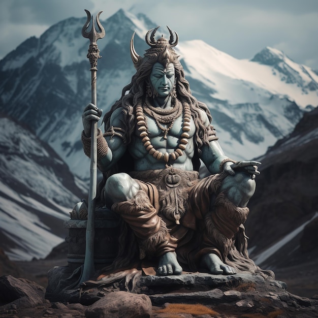 바탕 화면 Generative Ai를 위한 Lord mahadev God Shiv 포스터 디자인