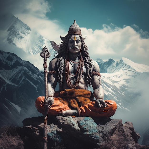 Lord mahadev God Shiv poster design for wallpaper Generative Ai