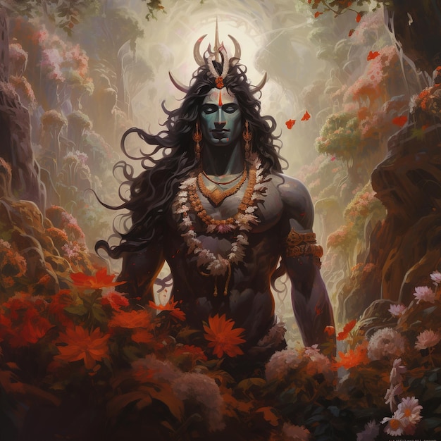 바탕 화면 Generative Ai를 위한 Lord mahadev God Shiv 포스터 디자인